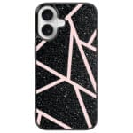 Fekete Glitter Rózsaszín iPhone 16 Tok