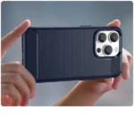Carbon Case Flexible Gel Back Cover Blue iPhone 14 Pro Tok