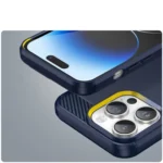 Carbon Case For Flexible Gel Back Cover Blue iPhone 14 Pro Max Tok