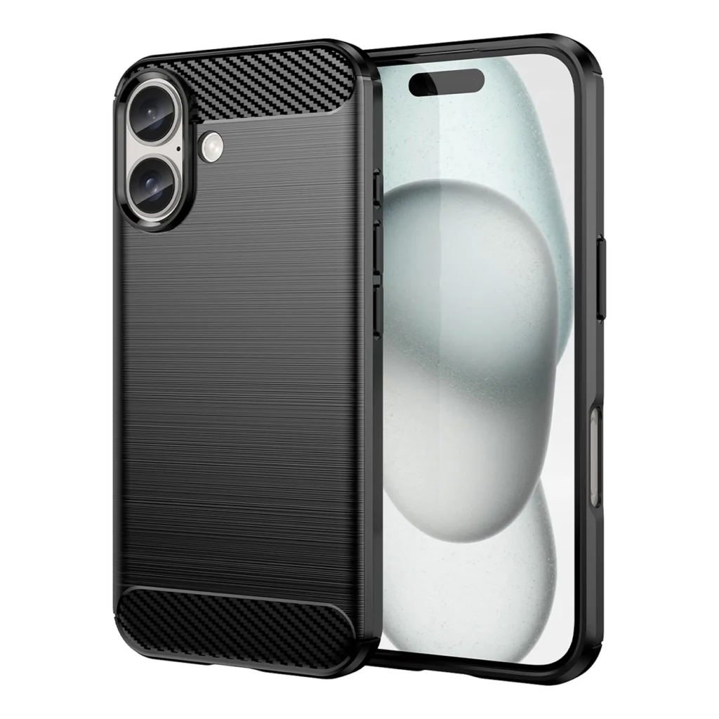 Carbon Silicone Case Black iPhone 16 Tok