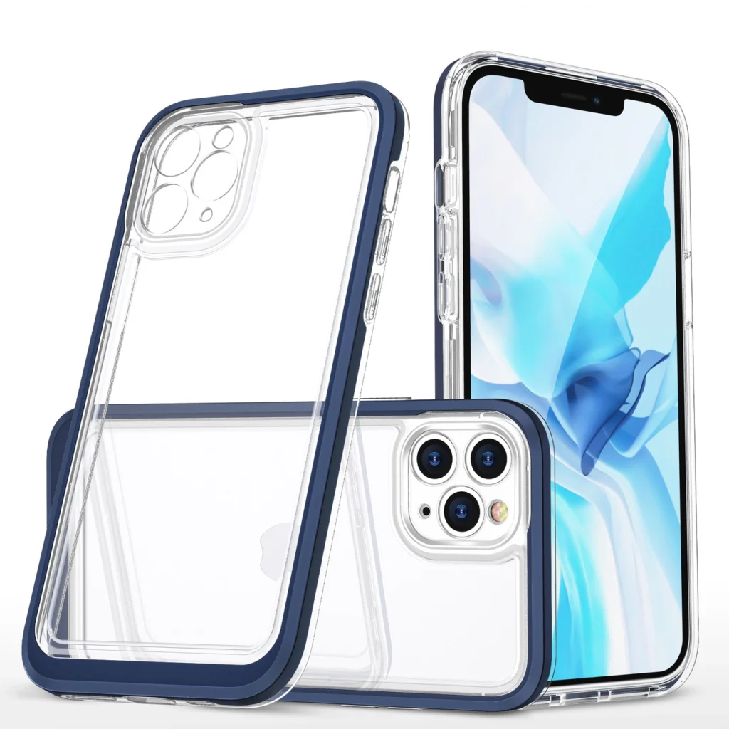 Clear 3in1 Case For Pro Max Blue Frame Gel Cover iPhone 11 Pro Max Tok