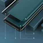 Eco Leather View Case Elegant Bookcase Type Case With Kickstand For Blue iPhone 13 Pro Max Tok