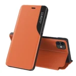 Eco Leather View Case Elegant Bookcase Type Case With Kickstand For Orange iPhone 13 Mini Tok
