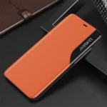 Eco Leather View Case Elegant Bookcase Type Case With Kickstand For Orange iPhone 13 Pro Max Tok