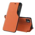 Eco Leather View Case Elegant Bookcase Type Case With Kickstand For Orange iPhone 13 Pro Max Tok