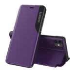 Eco Leather View Case Elegant Bookcase Type Case With Kickstand For Purple iPhone 13 Pro Max Tok