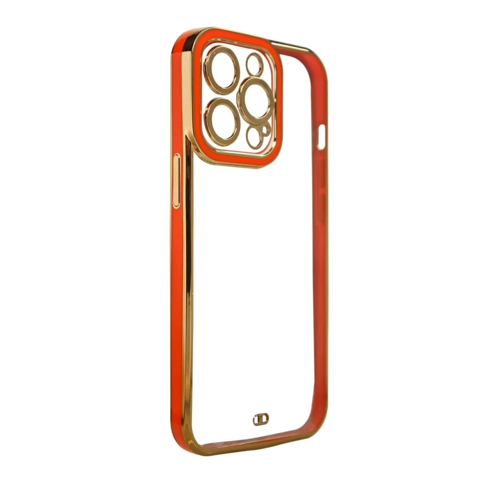 Fashion Case For Gold Frame Gel Cover Red iPhone 13 Pro Max Tok