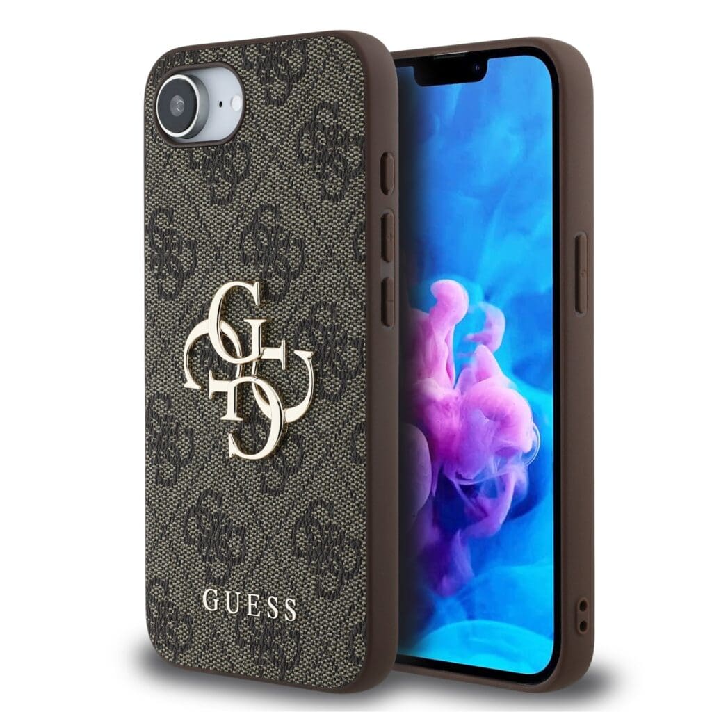 Guess PU 4G Metal Logo Brown iPhone 16e Tok