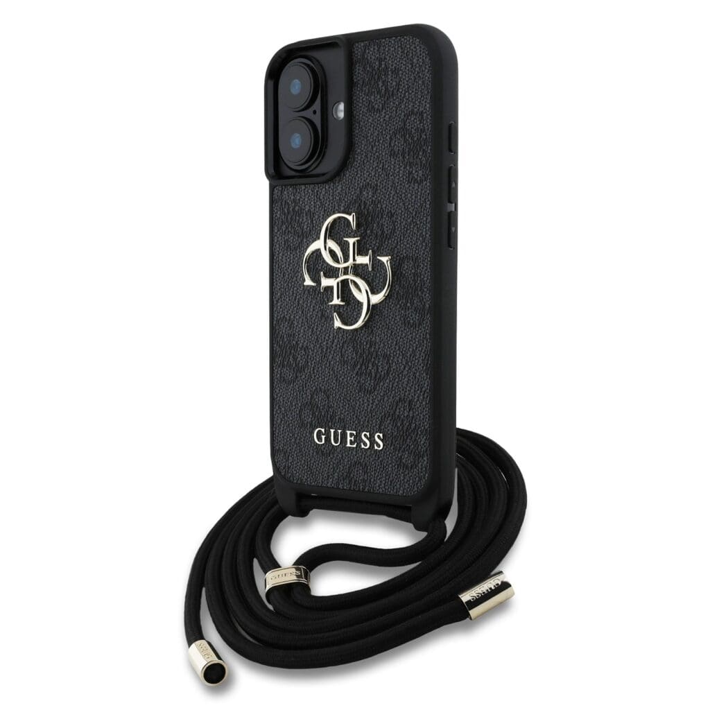 Guess PU 4G Metal Logo Crossbody Black iPhone 16 Tok