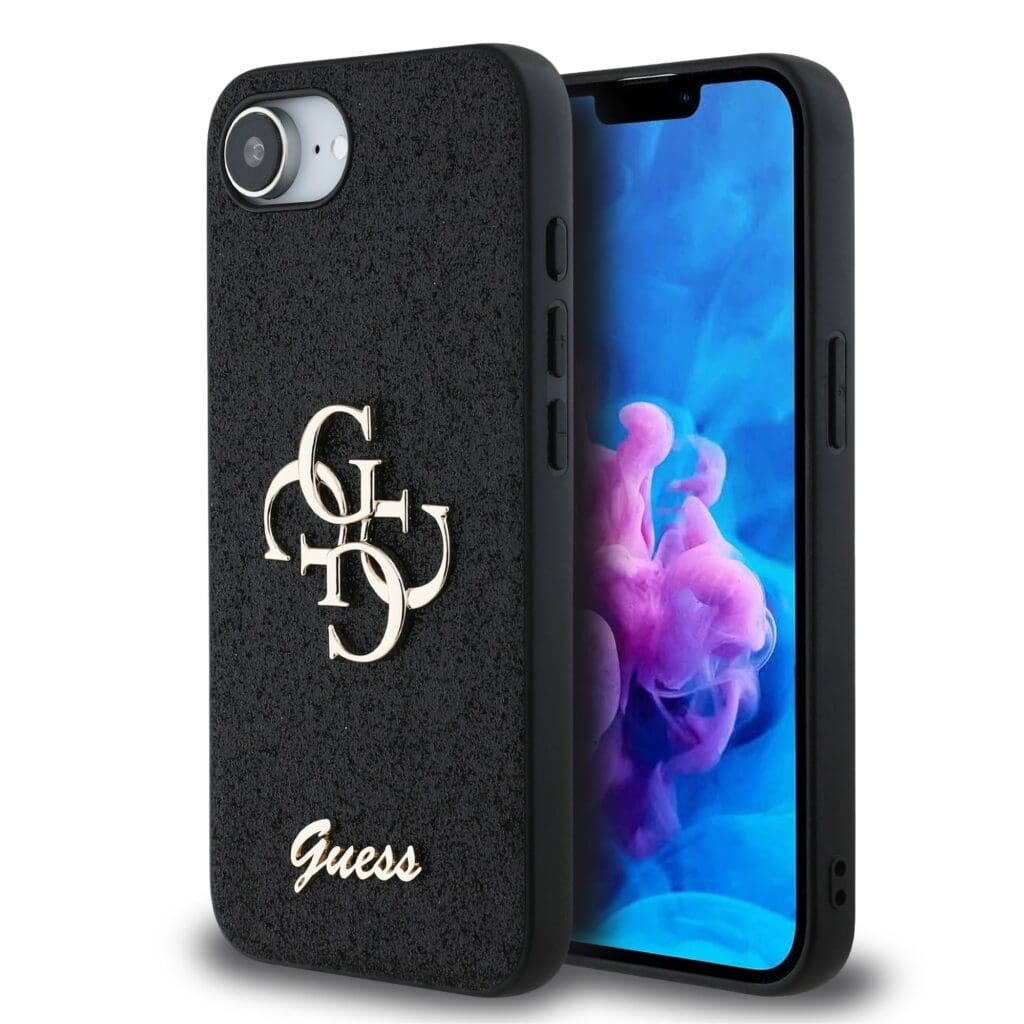 Guess PU Fixed Glitter 4G Metal Logo Black iPhone 16e Tok
