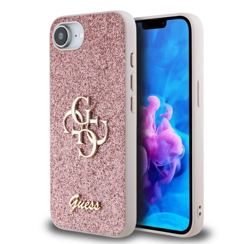 Guess PU Fixed Glitter 4G Metal Logo Pink iPhone 16e Tok