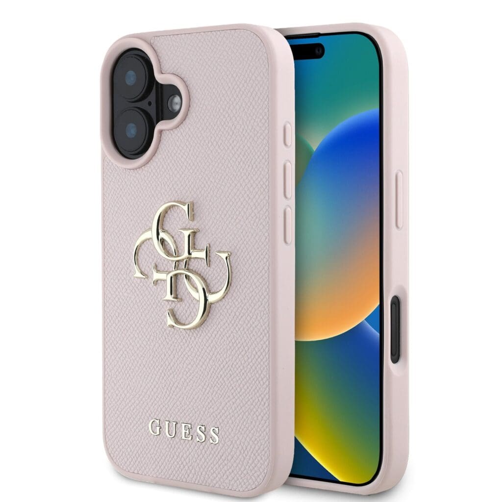 Guess PU Grained 4G Metal Logo Pink iPhone 16 Tok