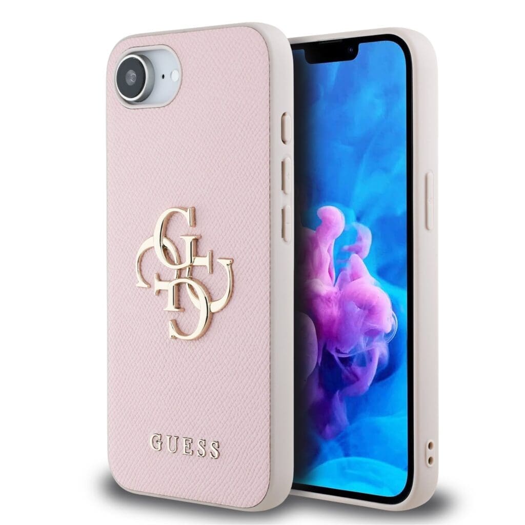 Guess PU Grained 4G Metal Logo Pink iPhone 16e Tok