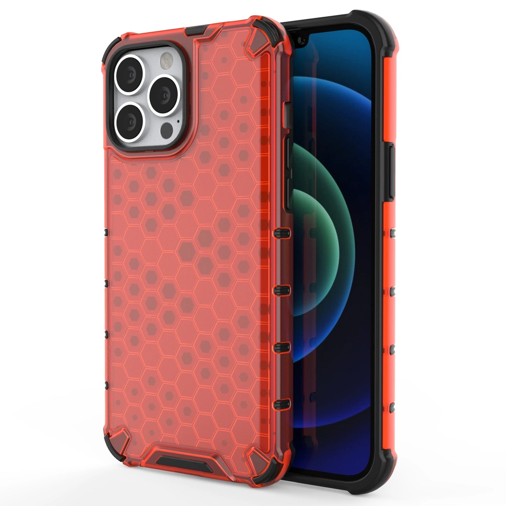 Honeycomb Case Armor Cover With Tpu Bumper For Red iPhone 13 Pro Max Tok