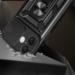 Hybrid Armor Camshield Armored Case With Camera Cover And Stand Black iPhone 16 Plus Tok