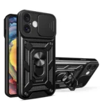 Hybrid Armor Camshield Armored Case With Camera Cover And Stand Black iPhone 16 Plus Tok
