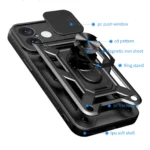 Hybrid Armor Camshield Armored Case With Camera Cover And Stand Black iPhone 16 Plus Tok