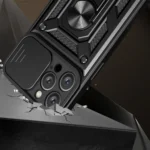 Hybrid Armor Camshield Armored Case With Camera Cover And Stand Black iPhone 16 Pro Max Tok