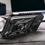 Hybrid Armor Camshield Armored Case With Camera Cover And Stand Black iPhone 16 Pro Max Tok