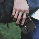 Hybrid Armor Camshield Armored Case With Camera Cover And Stand Black iPhone 16 Pro Max Tok