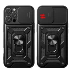 Hybrid Armor Camshield Armored Case With Camera Cover And Stand Black iPhone 16 Pro Max Tok