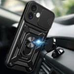 Hybrid Armor Camshield Armored Case With Camera Cover And Stand Black iPhone 16 Tok