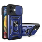 Hybrid Armor Camshield Armored Case With Camera Cover And Stand Blue iPhone 16 Plus Tok