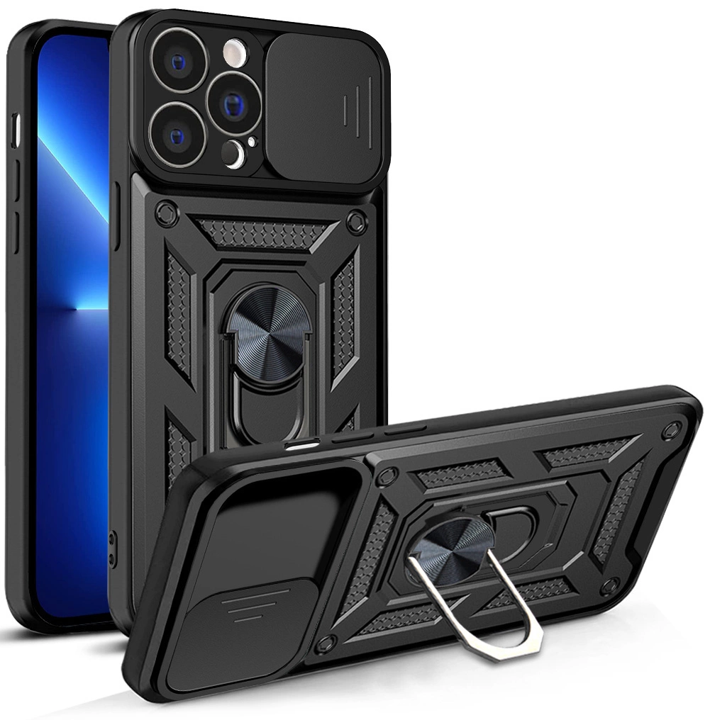 Hybrid Armor Camshield Case For Armored Case With Camera Cover Black iPhone 13 Pro Max Tok