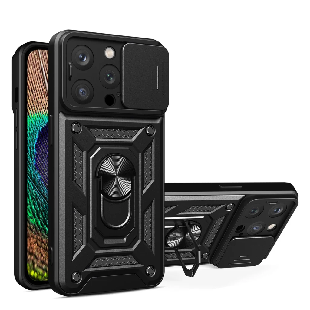Hybrid Armor Camshield Case For Armored Case With Camera Cover Black iPhone 14 Pro Tok