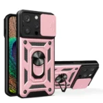 Hybrid Armor Camshield Case For Armored Case With Camera Cover Pink iPhone 14 Pro Tok
