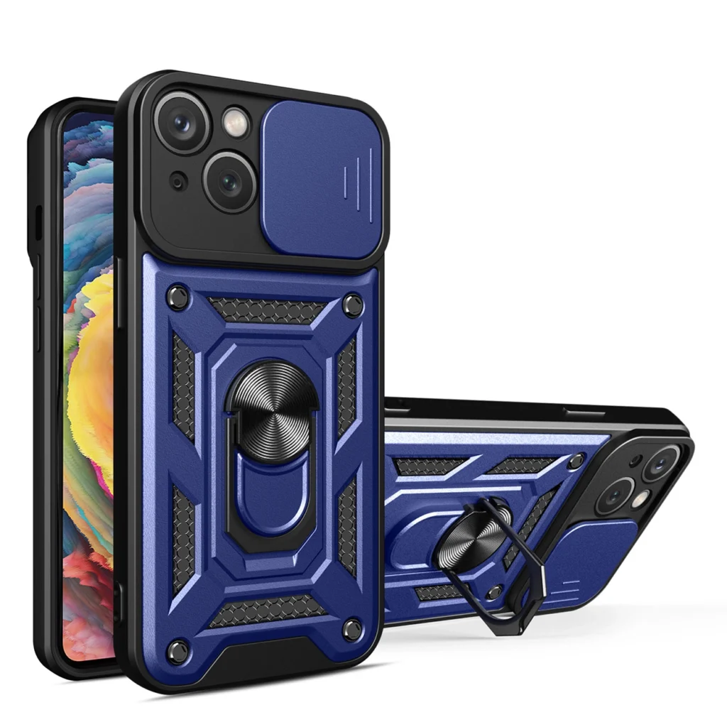Hybrid Armor Camshield Case For Plus Armored Case With Camera Cover Blue iPhone 14 Plus Tok