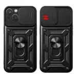 Hybrid Armor Camshield Case With Stand And Camera Cover For Plus - Blue iPhone 15 Plus Tok