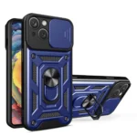 Hybrid Armor Camshield Case With Stand And Camera Cover For Plus - Blue iPhone 15 Plus Tok