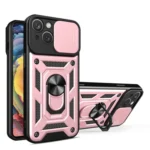 Hybrid Armor Camshield Case With Stand And Camera Cover For Plus - Pink iPhone 15 Plus Tok