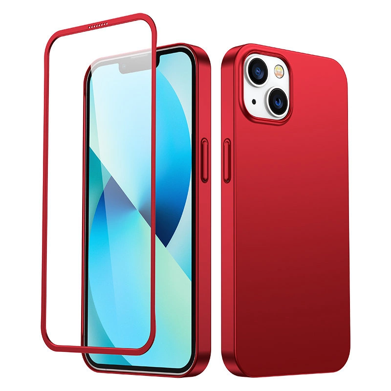 Joyroom 360 Full Case Front And Back Cover + Tempered Glass Screen Protector Red (Jr-Bp927 Red) iPhone 13