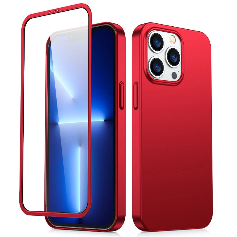 Joyroom 360 Full Case Front And Back Cover + Tempered Glass Screen Protector Red (Jr-Bp935 Red) iPhone 13 Pro