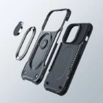 Joyroom Dual Hinge Case For Armored Case With A Stand And A Ring Holder Black iPhone 14 Pro Tok