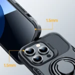 Joyroom Dual Hinge Case For Armored Case With A Stand And A Ring Holder Black iPhone 14 Pro Tok