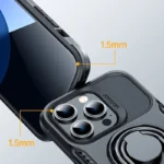 Joyroom Dual Hinge Case For Armored Case With A Stand And A Ring Holder Black iPhone 14 Pro Tok