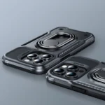Joyroom Dual Hinge Case For Armored Case With A Stand And A Ring Holder Black iPhone 14 Pro Tok