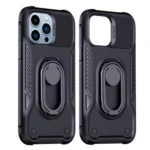 Joyroom Dual Hinge Case For Armored Case With A Stand And A Ring Holder Black iPhone 14 Pro Tok