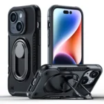 Joyroom Dual Hinge Case For Armored Case With A Stand And A Ring Holder Black iPhone 14 Tok