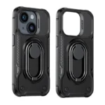 Joyroom Dual Hinge Case For Armored Case With A Stand And A Ring Holder Black iPhone 14 Tok