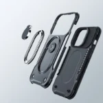 Joyroom Dual Hinge Case For Armored Case With A Stand And A Ring Holder Black iPhone 14 Tok