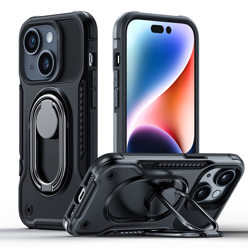 Joyroom Dual Hinge Case For Plus Armored Case With A Stand And A Ring Holder Black iPhone 14 Plus Tok