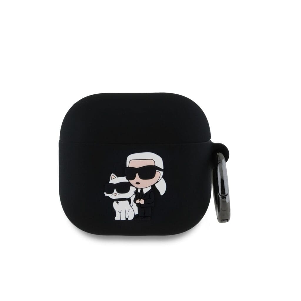 Karl Lagerfeld 3D Logo NFT Karl and Choupette Silicone Black AirPods 4 Tok