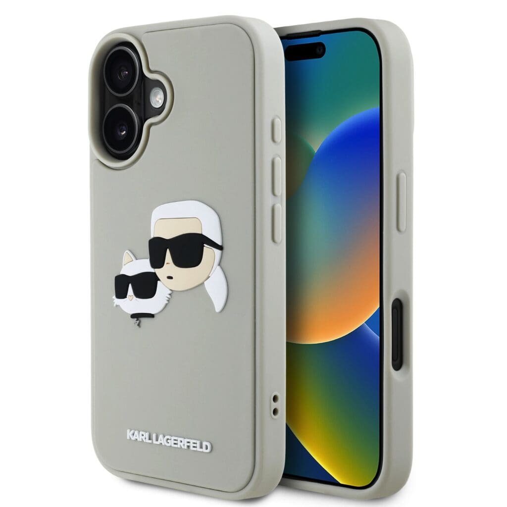 Karl Lagerfeld 3D Rubber Double Heads Beige iPhone 16 Tok