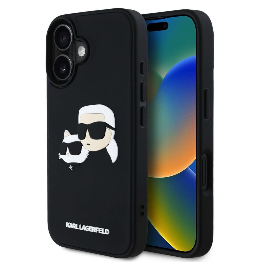 Karl Lagerfeld 3D Rubber Double Heads Black iPhone 16 Tok