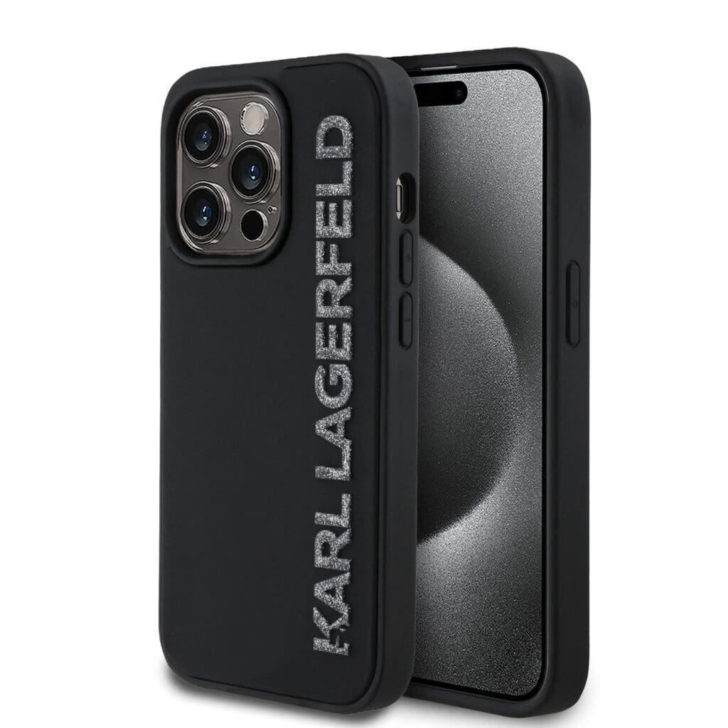 Karl Lagerfeld 3D Rubber Glitter Logo Black iPhone 13 Pro Tok