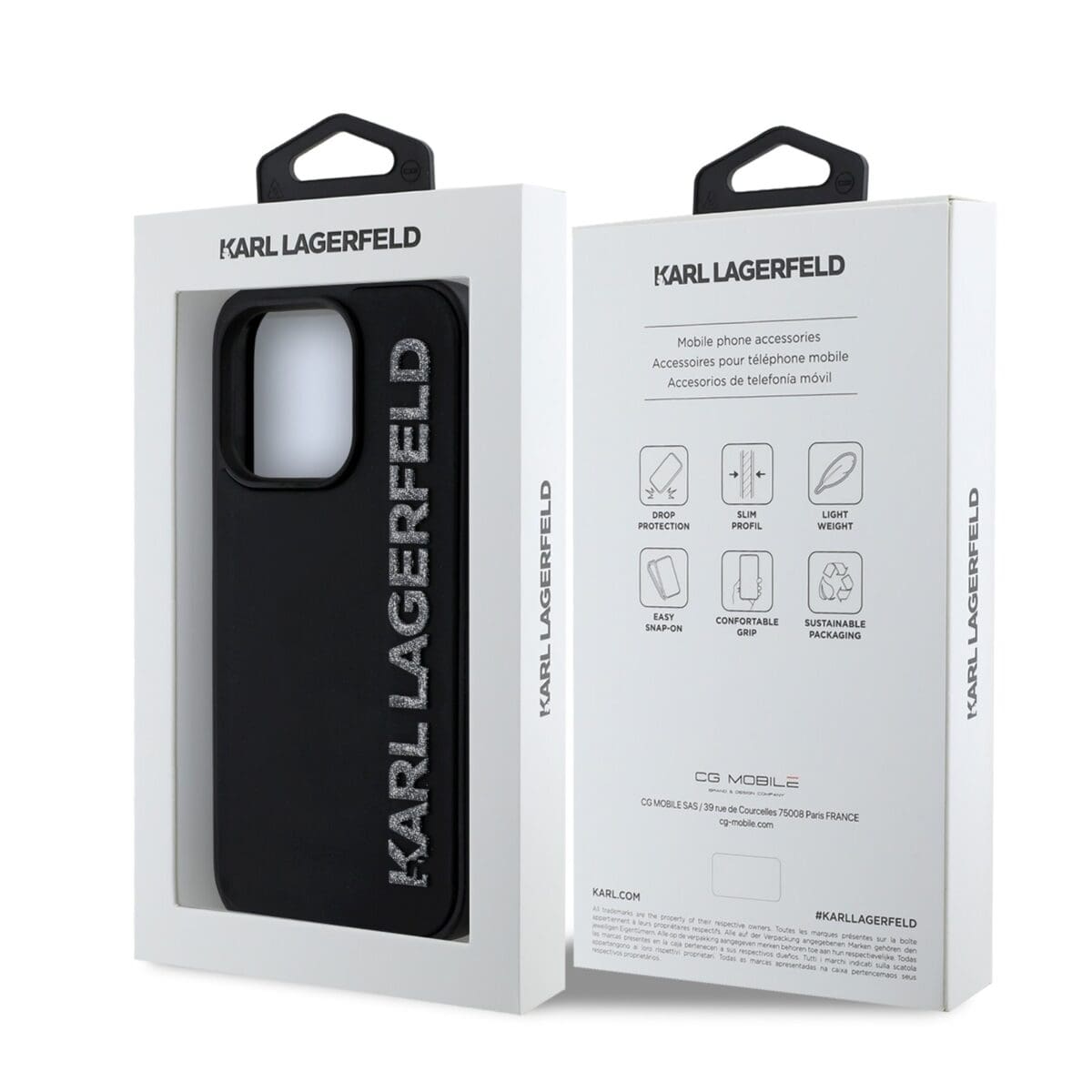 Karl Lagerfeld 3D Rubber Glitter Logo Black iPhone 13 Pro Tok